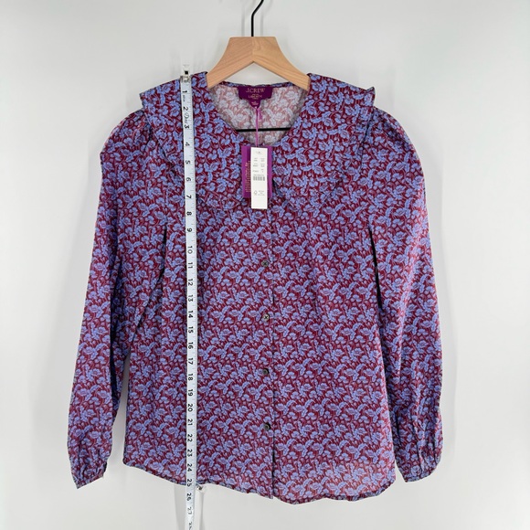 New! J. Crew Ruffle-collar Button-up Shirt in Liberty Toutouayette Fabric Size 2 - Picture 10 of 11
